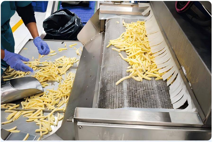 Continuous IQF Tunnel French Fries Freezers Automatic Frozen French Fries Production Line